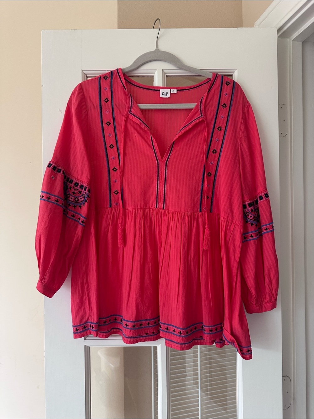 GAP Bright Pink Embroidered Boho Tunic
